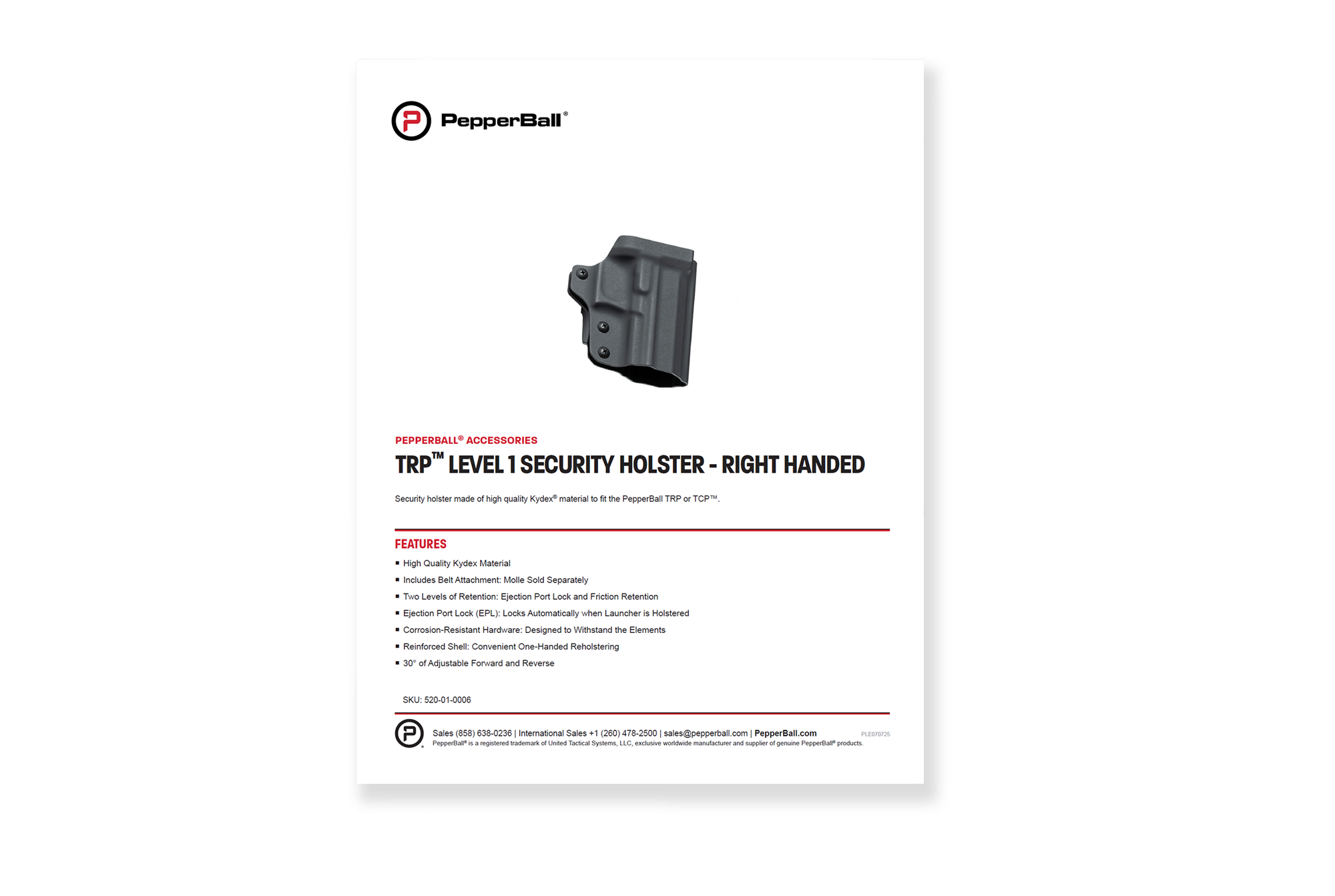 TRP Level 1 Security Holster (RH)